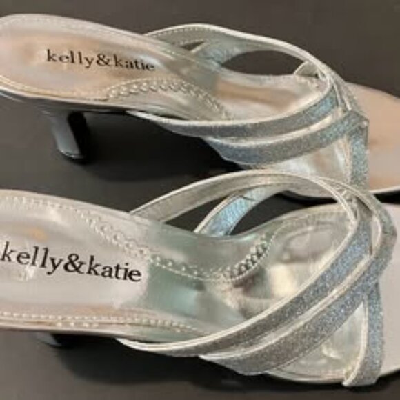 Kelly & Katie Silver Glitter Mikie Sandals size 7.5 - Picture 4 of 7